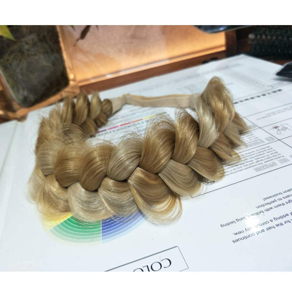 TOECWEGR Synthetic Hair Braided Headband Classic Wide Strands Wedding Disorderly Fluffy Braids Wig Band Women Beauty Accessory