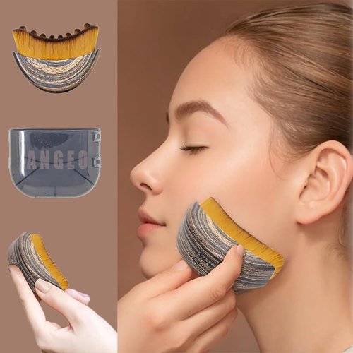 ANGEO Lymphatic Contour Face Brush - Soft Bristle Massager for Facial Sculpting & Lymphatic Drainage
