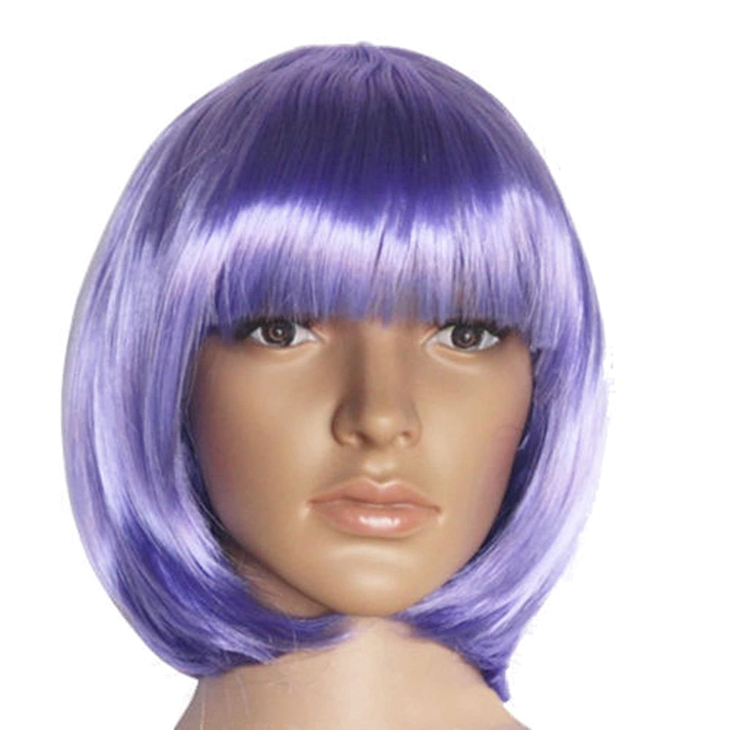 Matissa Short Straight 10" Bob Wig with Bangs Synthetic Fancy Dress Costume Halloween Party (Light Purple)