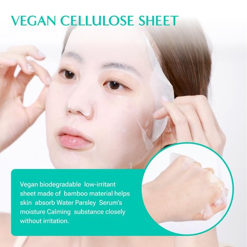 Rataplan Water Parsley Calming Serum Mask - Vegan Hypoallergenic Sheet for Moisture & Heat Relief | 10 Packs