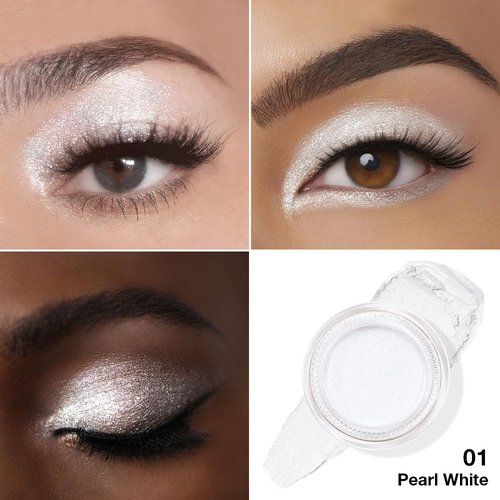 Kaely Cream Eyeshadow Pot - Pearl White Sparkle | High Pigment Waterproof Formula for Mature Skin