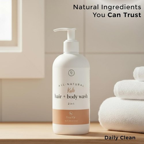 Rowe Casa Organics 2-in-1 Kids Hair & Body Wash - Fruity Scented Shampoo & Body Cleanser - 16 Fl. Oz