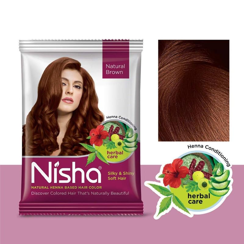 Nisha Henna Based Color Dye For Hair (1.05 Ounce (Pack of 6), Natural Brown)