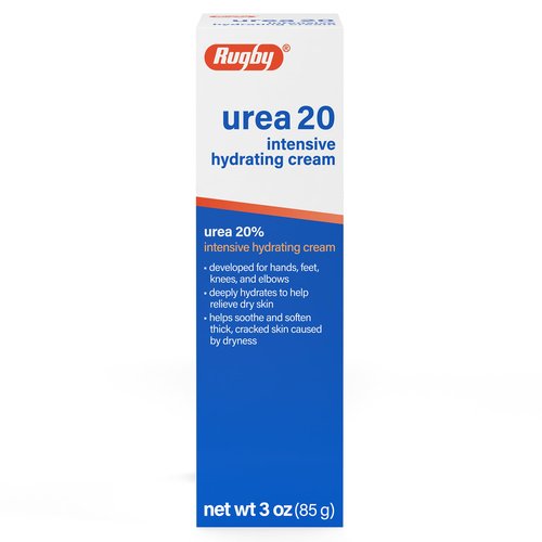 Rugby Urea 20% Intensive Hydrating Cream - Urea Cream for Feet, Hands, Knees, and Elbows - 3 Oz (1 Pack)