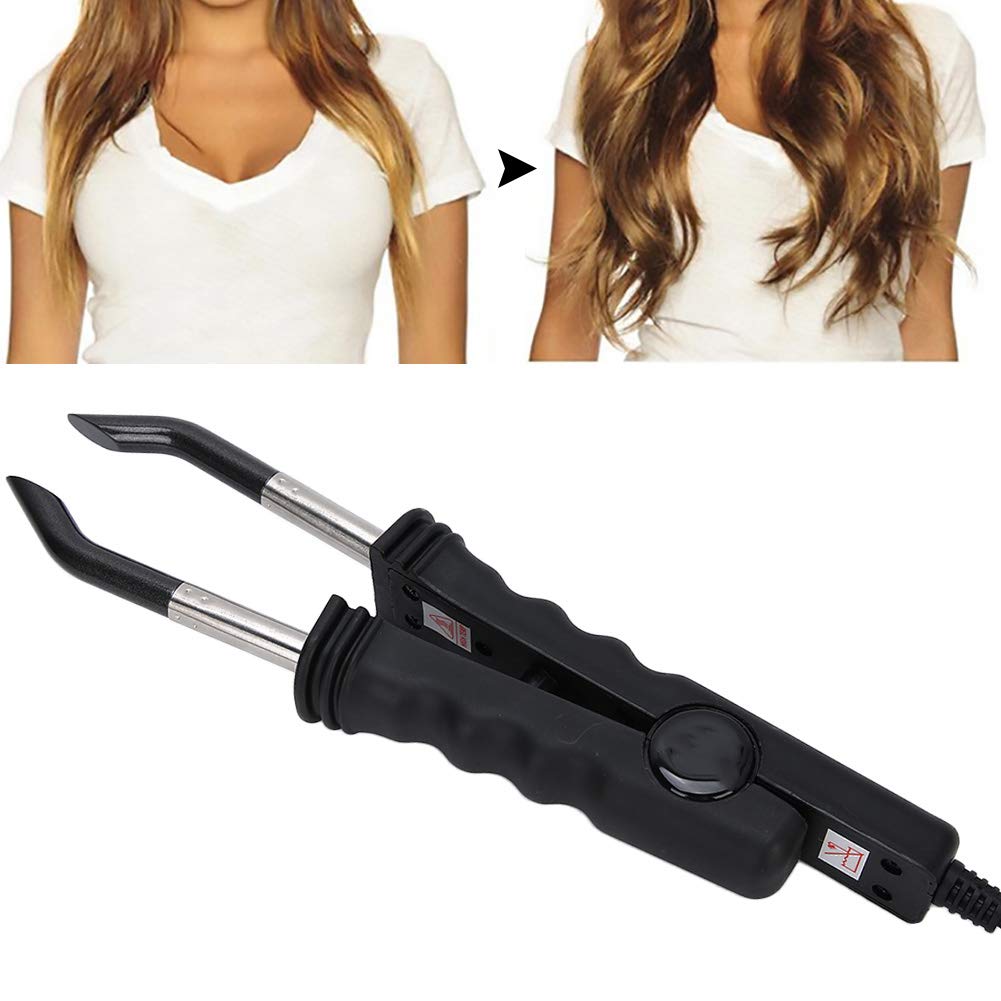 Hair Extension Connector Iron, Adjustable Temperature Hair ConnectorProfessional Hair Extensions Tool for Home and Salon Use Black US Plug 110V