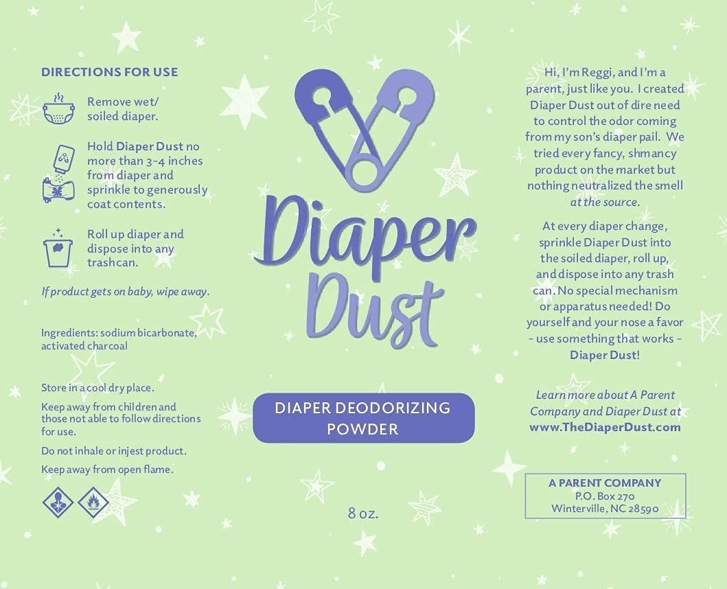 Diaper Dust | Activated Charcoal Diaper Deodorizing Powder - Portable, Unscented Odor Eliminator - 2 Pack