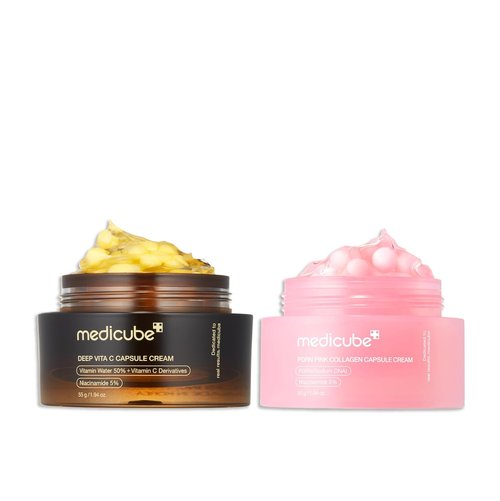 Medicube Uneven Skin & Firm Duo - Deep Vitamin C Face Moisturizer & Salmon DNA PDRN Cream