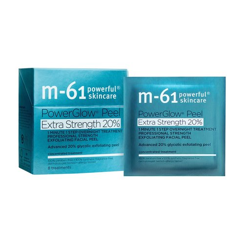 M-61 PowerGlow Peel - Extra Strength 20% Glycolic Acid Exfoliating Facial Peel | Intense Overnight Treatment | Derm Tested
