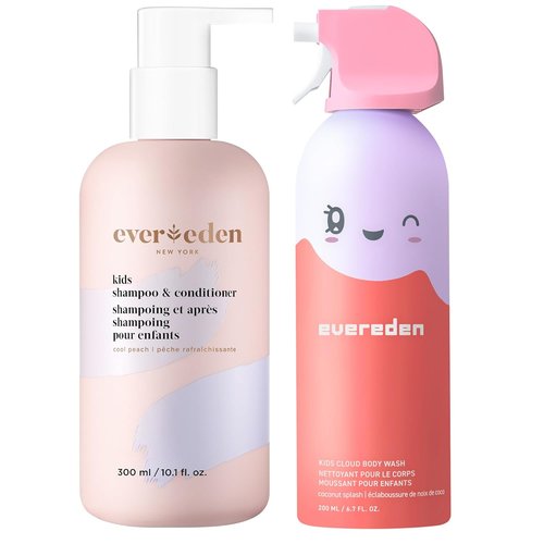 Evereden Kids Shower Essentials Set - 2-in-1 Gentle Shampoo & Conditioner + Cloud Body Wash | Vegan Toddler Care