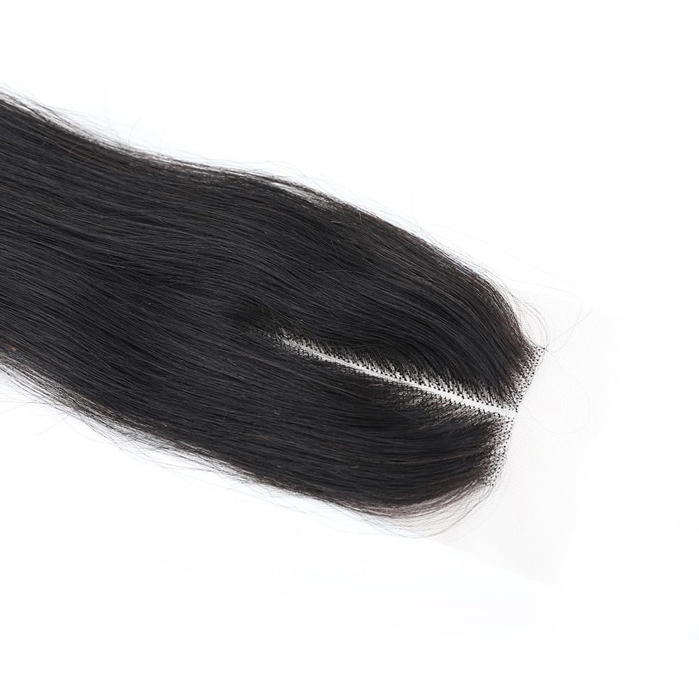 Brazilian 2x6 HD Lace Closure Human Hair Transparent Lace Closure with Baby Hair Straight 100% Human Hair Kim k Middle Part Closure Natural Black Color(Straight, 16inch)