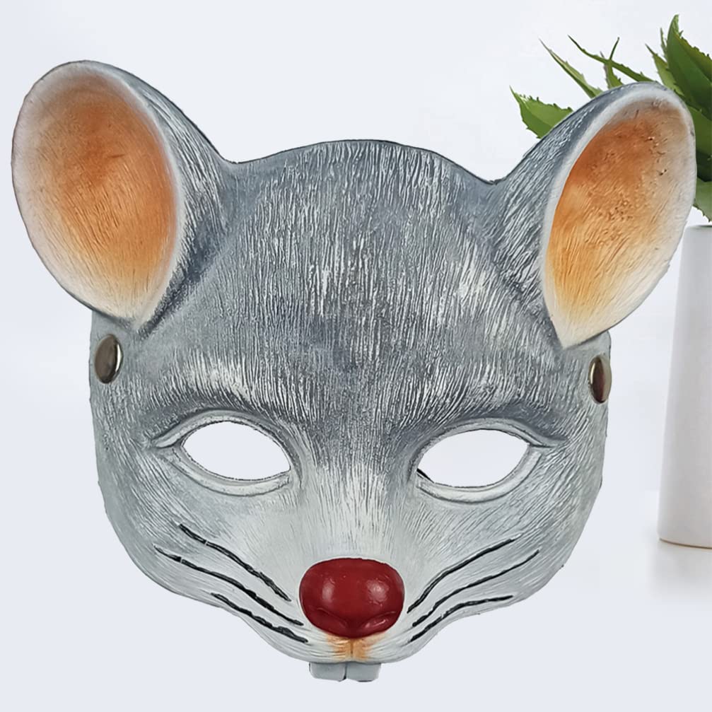 NOLITOY Rat Mask Rat Head Masks Animal Masks for Halloween Costume Party Props Light Grey