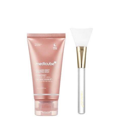 Medicube Collagen Night Wrapping Peel-Off Facial Mask - Includes Jelly Brush for Easy Application