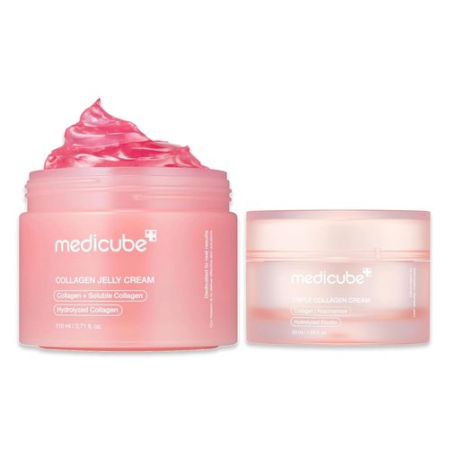 Medicube Viral Collagen Duo - Collagen Jelly Cream & Triple Collagen Cream 110ml | Niacinamide & Hyaluronic Acid for Glowing Skin