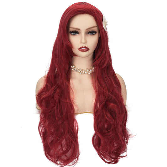 FALAMKA Long Wavy Red Wig with Hairpin Princess Costume Wig for Girls Party Halloween