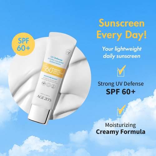 AGE20'S UV Defense Hydro Calming Sunscreen SPF 60+ - Lightweight, Moisturizing Formula with Green Tea & Aloe Vera | 1.69 fl. oz*2