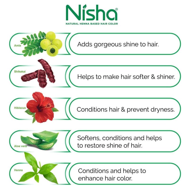 Nisha Henna Based Color Dye For Hair (1.05 Ounce (Pack of 6), Natural Brown)