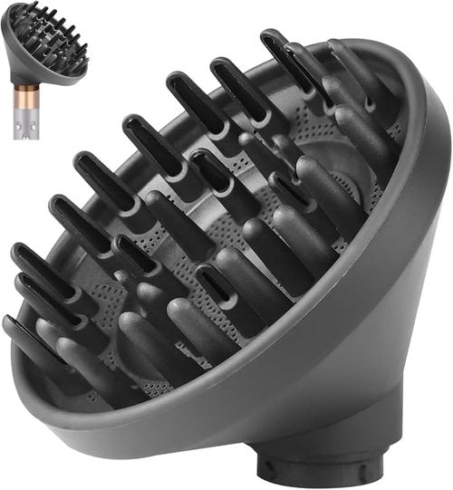 Dyson Hair Diffuser Attachment - Upgraded Large Diffuser for Fast Drying Curly Hair | Volume & Definition (Grey)
