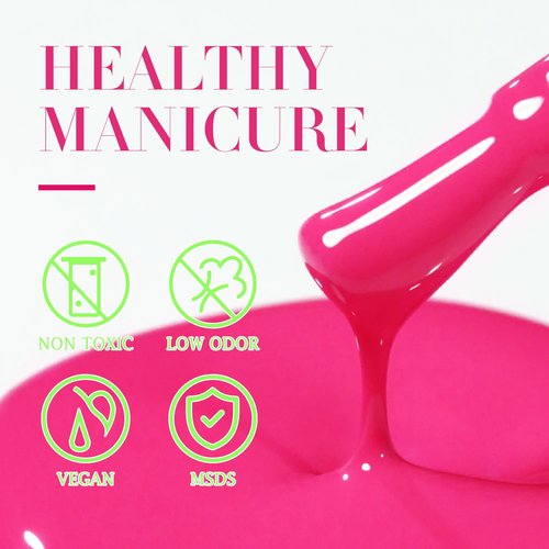 Double Rhythm 15ML Gel Nail Polish Pure Sheer Same Color Same Bottle Soak Off Gel Polish Art Manicure Salon DIY at Home for Women (Neon Hot Pink-A1419)