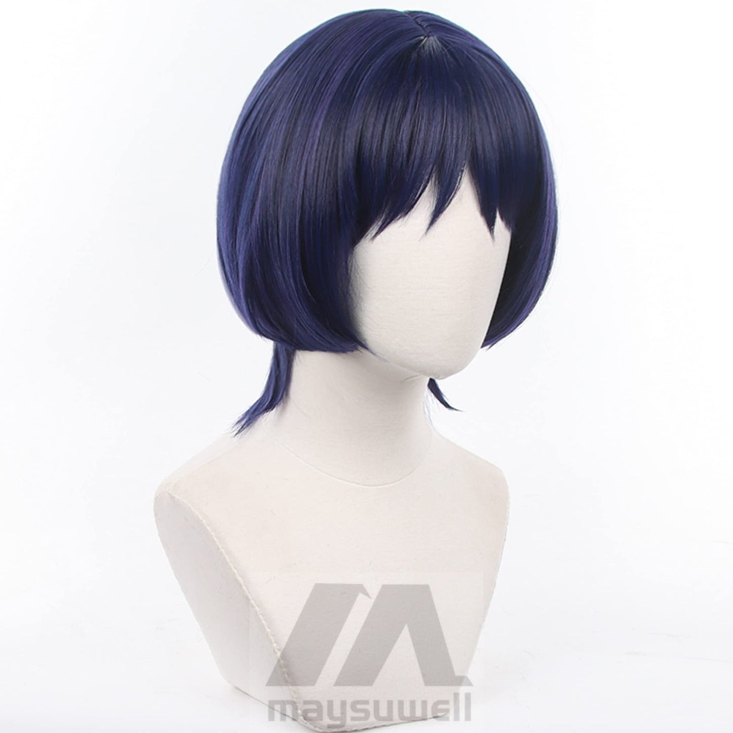 Wanderer Cosplay Wig Genshin Impact Anime Scaramouche Dark Purple Short Hair with Free Wig Cap for Comic Con, Cosplay show, Halloween