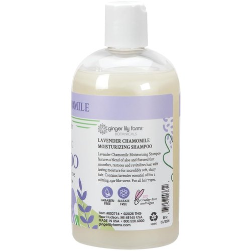 Ginger Lily Farms Botanicals Moisturizing Shampoo - 100% Vegan & Cruelty-Free, Lavender Chamomile, 12 Fl Oz