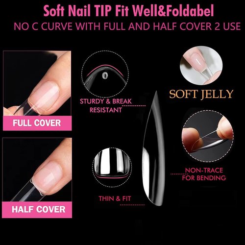 UNA GELLA Almond Fake Gel Nail Tips, 216pcs Medium Almond Pre Shaped Nails Tips for Long-Lasting Acrylic Nails, Perfect for DIY At Home French Style Nail Salon 12 Sizes