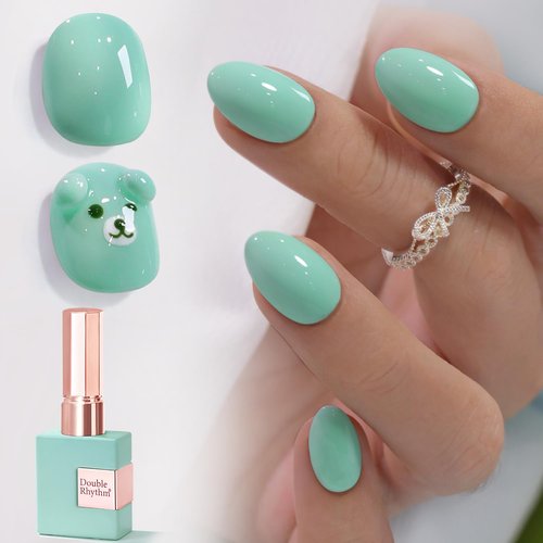 Double Rhythm 15ML Gel Nail Polish Pure Sheer Same Color Same Bottle Soak Off Gel Polish Art Manicure Salon DIY at Home for Women (Mint Green Glow-A1315)