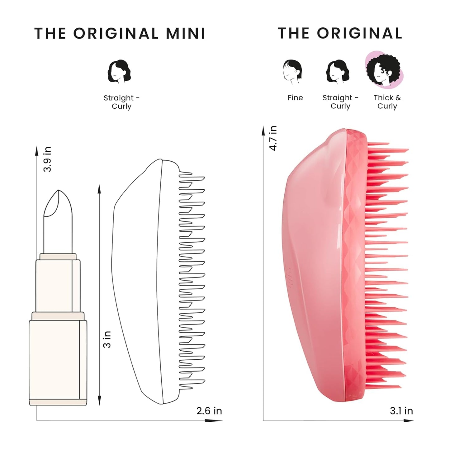 Tangle Teezer Original Detangler Brush - Ideal for Thick & Curly Hair | Pink Punch Color