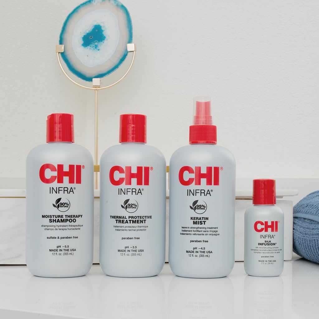 CHI Home Stylist Kit - 12 Oz Infra Shampoo, Treatment & Keratin Mist | Sulfate-Free & Cruelty-Free