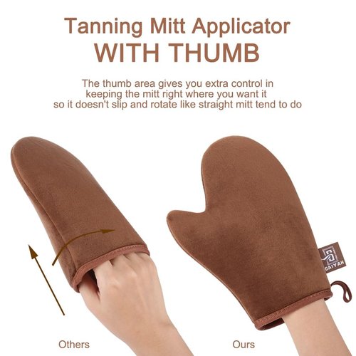 GAIYAH Self Tanning Mitt - Ultra Soft Applicator Glove with Thumb for Flawless Tan Application