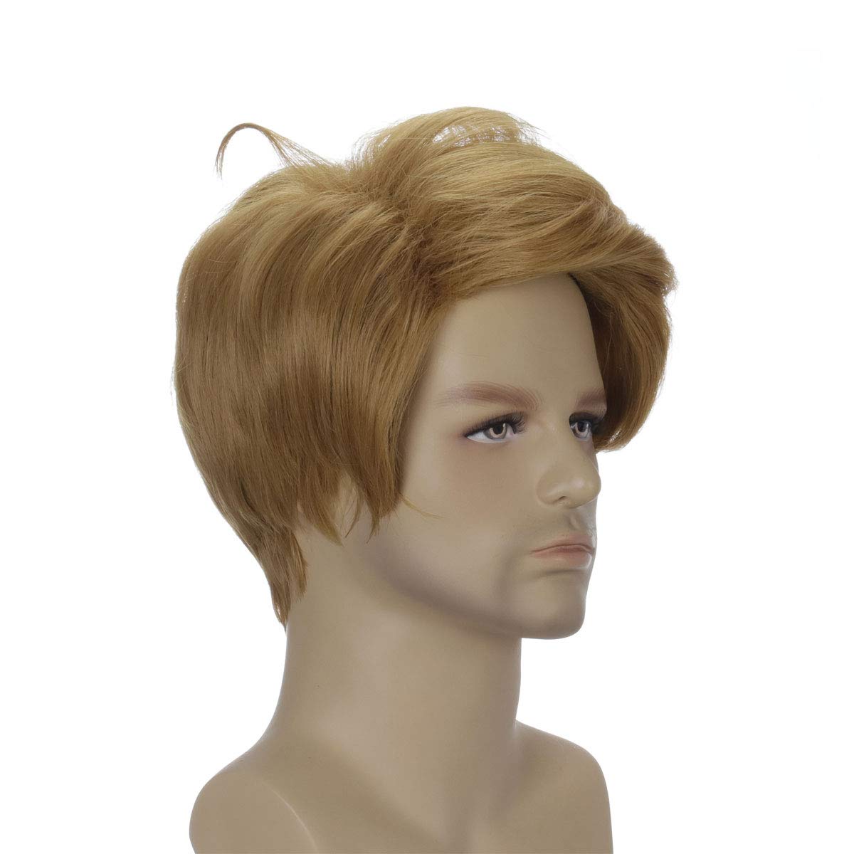 QACCF Short Straight Mens Halloween Costume Shaggy Cosplay Wig (Ash Ginger)