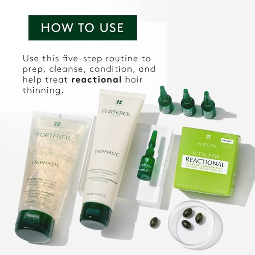 Rene Furterer Reactional Thinning Hair Ritual - Drug-Free Solution for Sudden Hair Thinning | 1 Ct.