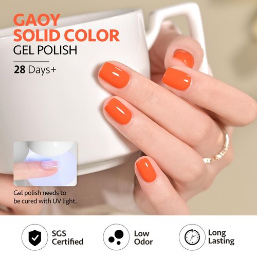 GAOY Orange Gel Nail Polish, 16ml Soak Off Gel Polish, UV Light Cure for Nail Art DIY Manicure at Home, 1460 Bright Orange