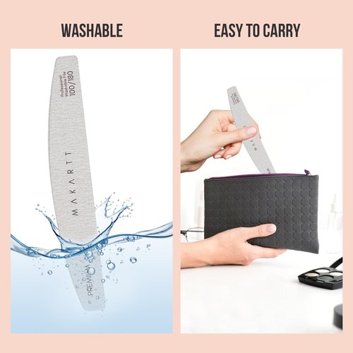 Makartt Nail File - Professional 100/180 Grit Emery Boards | 10 Pcs Zebra Double-Sided Coarse Fingernail Files for Acrylic & Gel Removal