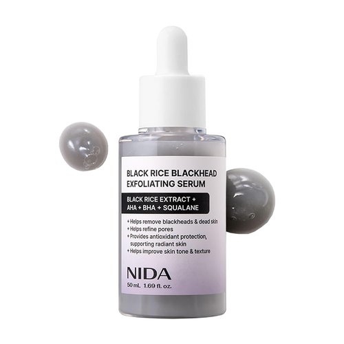 NIDA Black Rice Exfoliating Serum - Daily Soft Scrub for All Skin Types | 1.69 fl. oz. (50ml)