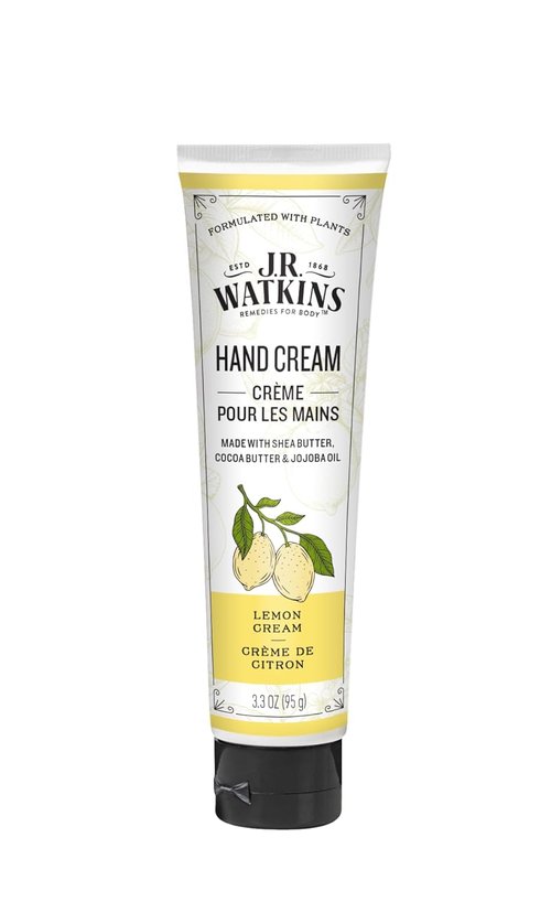 J.R. Watkins Hand Cream - Natural Moisturizing Hydrating Formula with Shea & Cocoa Butter | 3.3oz Lemon Cream