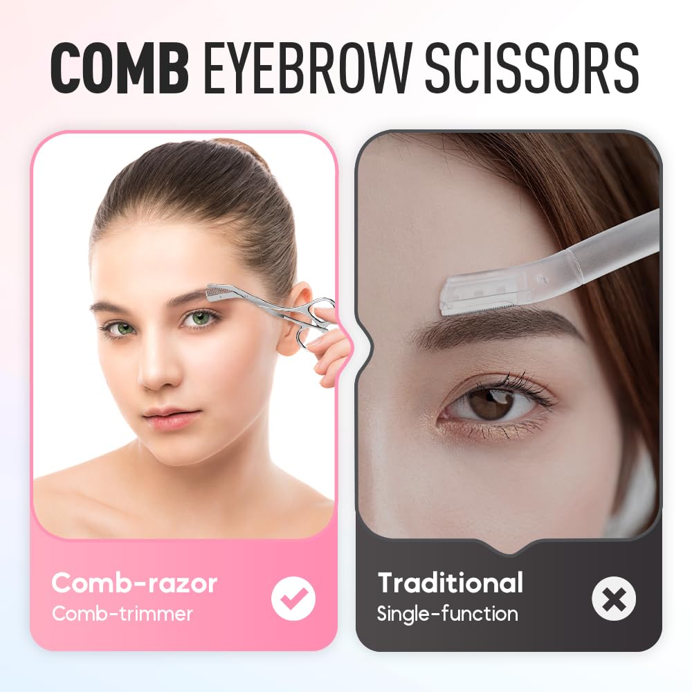 Eyebrow Comb Trimmer-Scissors, 2025 New Eyebrow Scissors with Comb Brow and Brush, Eyebrow Trimmer for Men and Women Trimmer Scissors for Precise Eyebrow Shaping (A-1Pcs)
