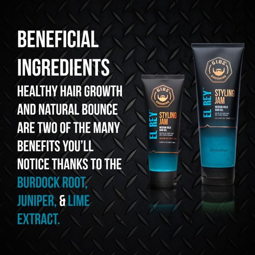 GIBS Grooming El Rey Hair Gel - Medium Hold Styling Jam for Men | Perfect for All Hair Types