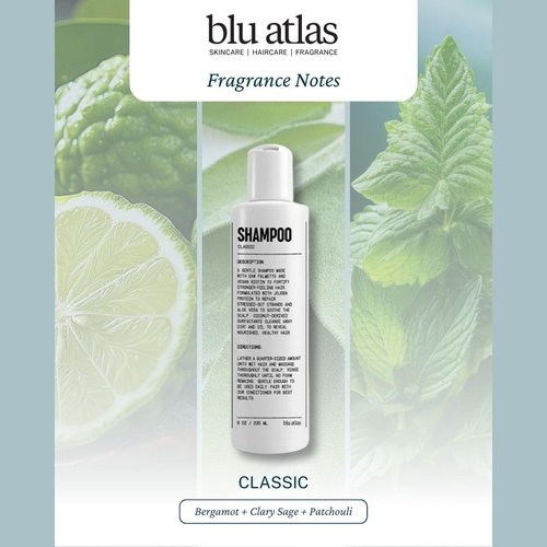 Blu Atlas Men's Natural Shampoo - Organic, Sulfate-Free & Paraben-Free - Deep Cleansing Hydration - 8 oz