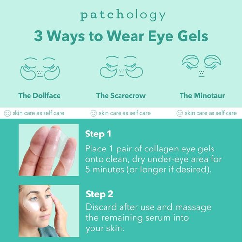 Patchology Rejuvenating Under Eye Gels - Hydrating Eye Mask with Caffeine & Collagen - 30 Pairs for Dark Circles & Puffiness