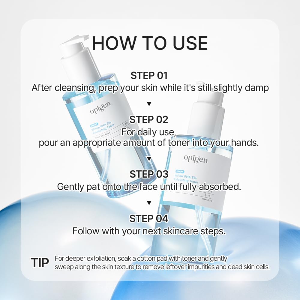 Skiennix Low pH Willow PHA 5% Exfoliating Toner - Gentle Daily Formula for Bright, Smooth Skin | 7.1 Fl Oz