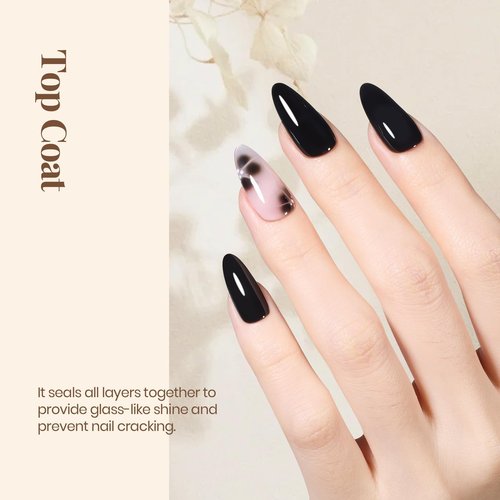 beetles Gel Polish No Wipe Gel Top Coat - Clear Color Top Coat Gel Nail Polish Shine Finish and Long Lasting, Soak Off Nail Lamp, 15ml Spring Nails Gifts for Women