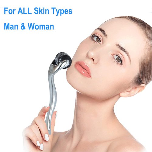 Derma Roller for Beard & Face – 540 Titanium Microneedling Roller for Skin Care & Grooming – Ergonomic Handle, Compact Design with Storage Case