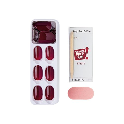 Impress Color Press On Nails - 'Over You' Solid Burgundy | Short Oval, Chip-Proof & Smudge-Proof Design