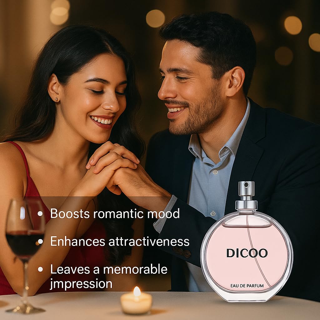 DICOO Women's Eau De Parfum - Floral Lavender, Orange & Rose Notes | Elegant 100ml Pink Glass Bottle