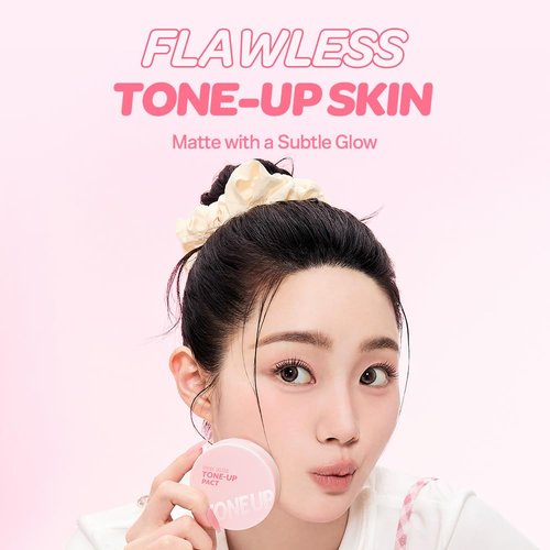 I'M MEME Compact - Tone-Up Pact | Korean Setting Powder for Pink Blur Effect, 0.35 Oz