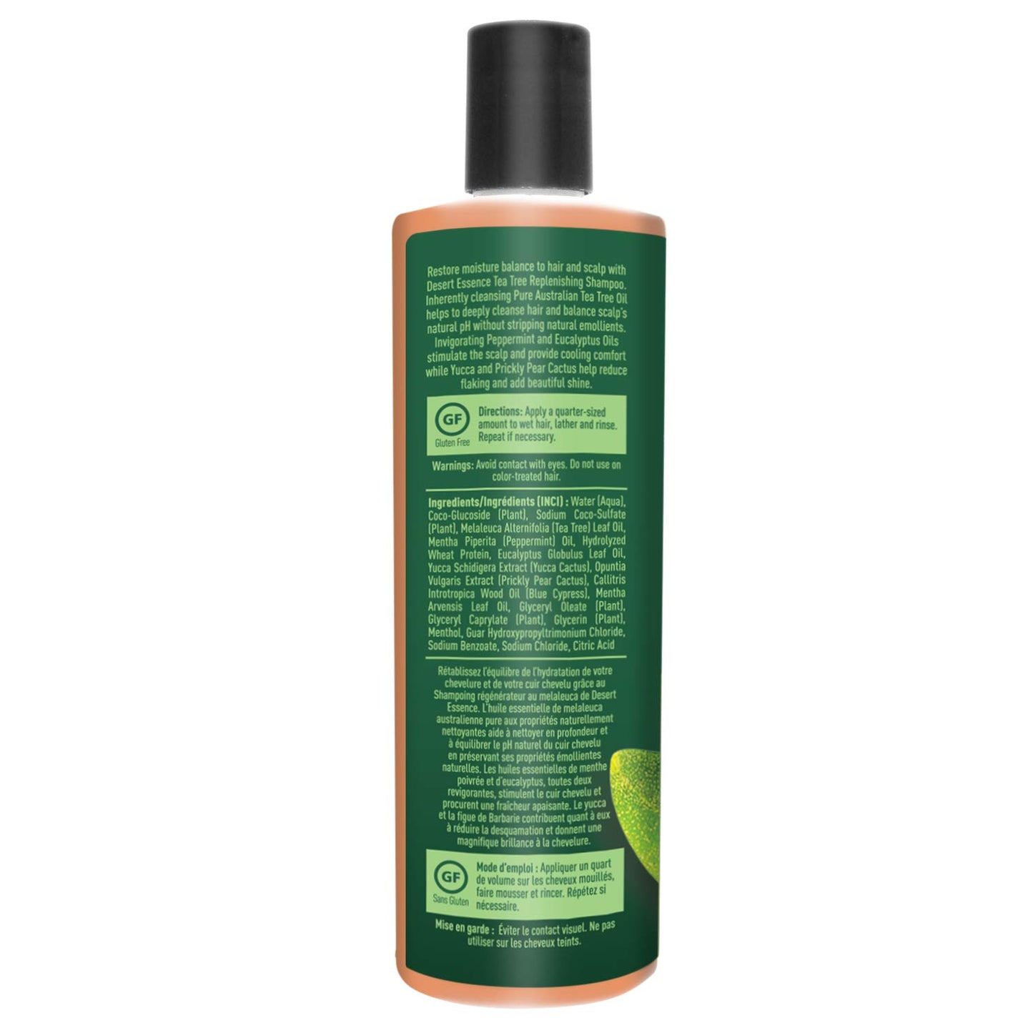 Desert Essence Tea Tree Oil Shampoo - Moisture Replenishing Formula with Peppermint & Eucalyptus | 12.7 fl oz, Gluten Free, Non-GMO