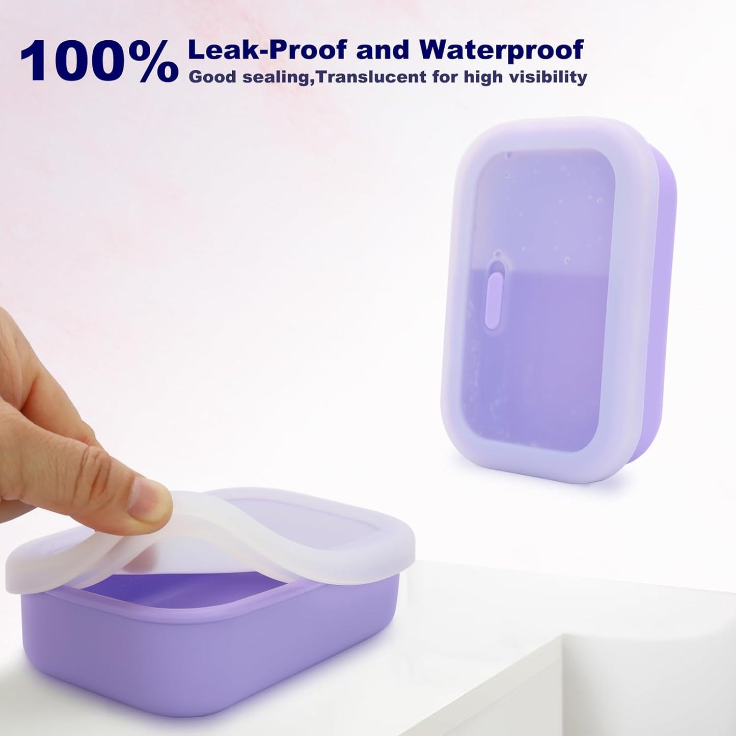 Skiennix Leak Proof Travel Soap Case - Portable Silicone Shampoo Bar Holder | Large Purple Design