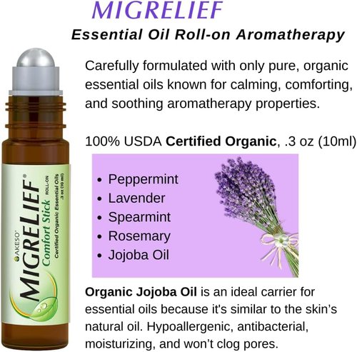 MigreLief Comfort Stick - Peppermint Lavender Essential Oil Roll-On for Migraines - 10ml