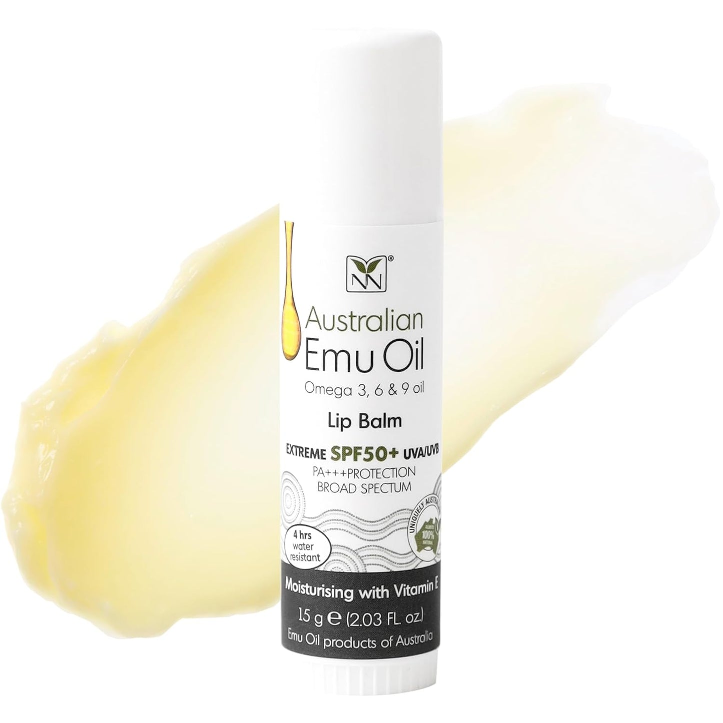 Y-Not Natural Emu Oil Moisturizing Lip Balm - Hydrating SPF50+ Protection | 15g Stick with Vitamin E & Omega Fatty Acids