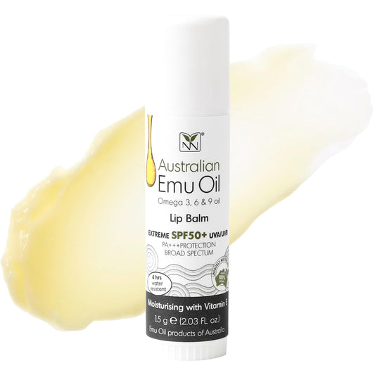 Y-Not Natural Emu Oil Moisturizing Lip Balm - Hydrating SPF50+ Protection | 15g Stick with Vitamin E & Omega Fatty Acids